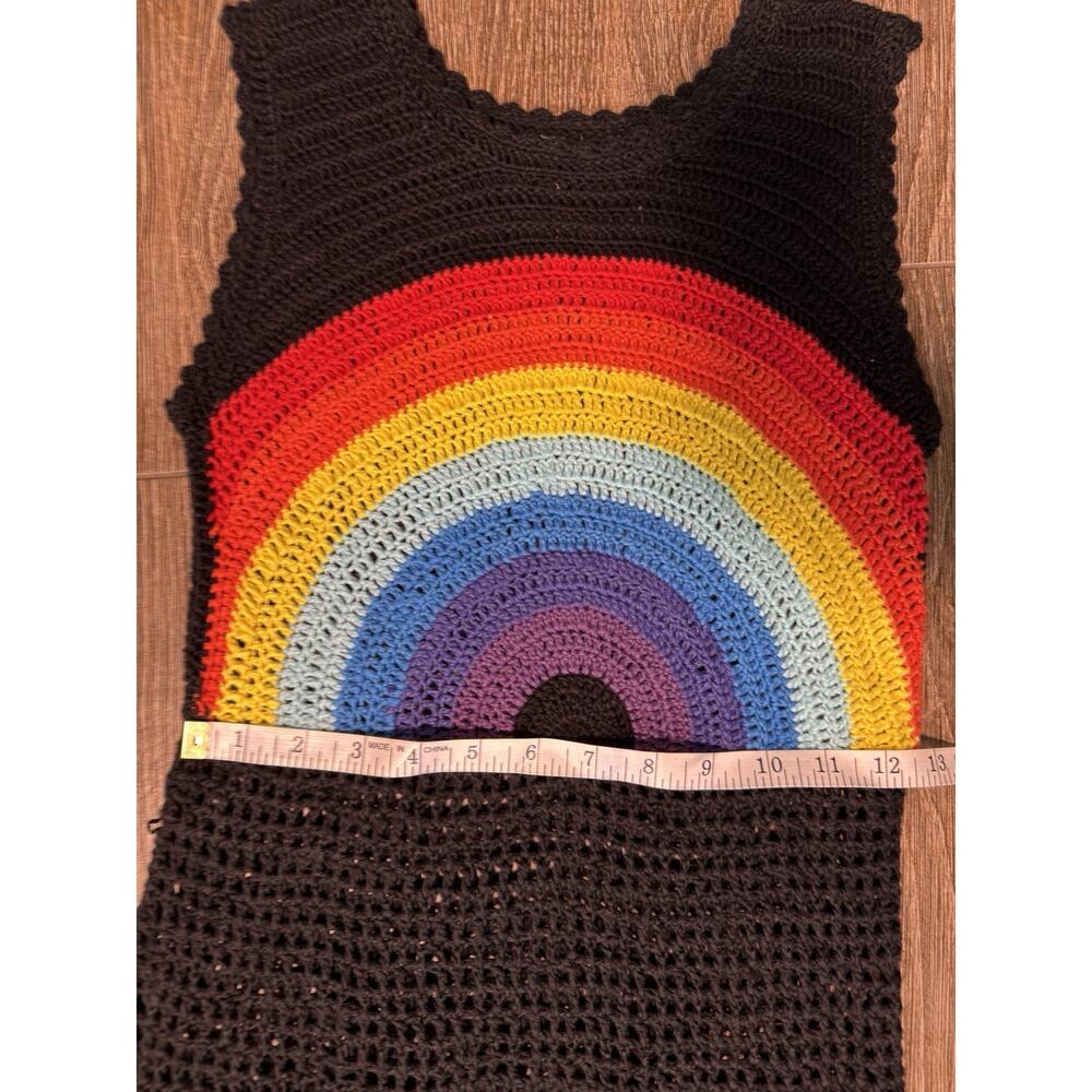 Cool Attitude Rainbow Crochet Dress Swim Coverup Black Size Medium Beach Summer - Picture 8 of 10